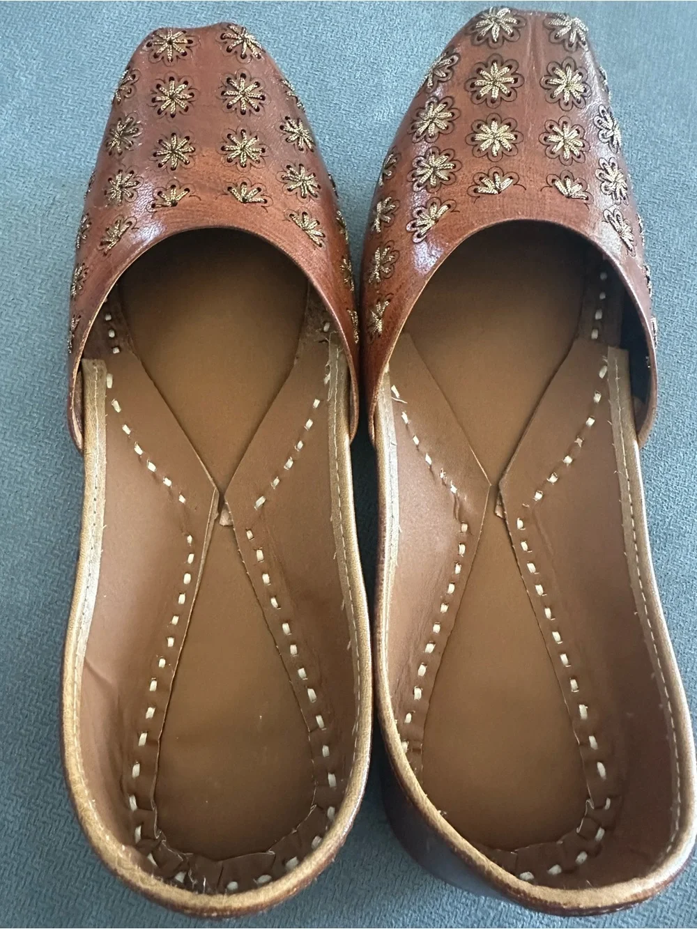 Embroidered Brown Floral Women's Jutti Flats